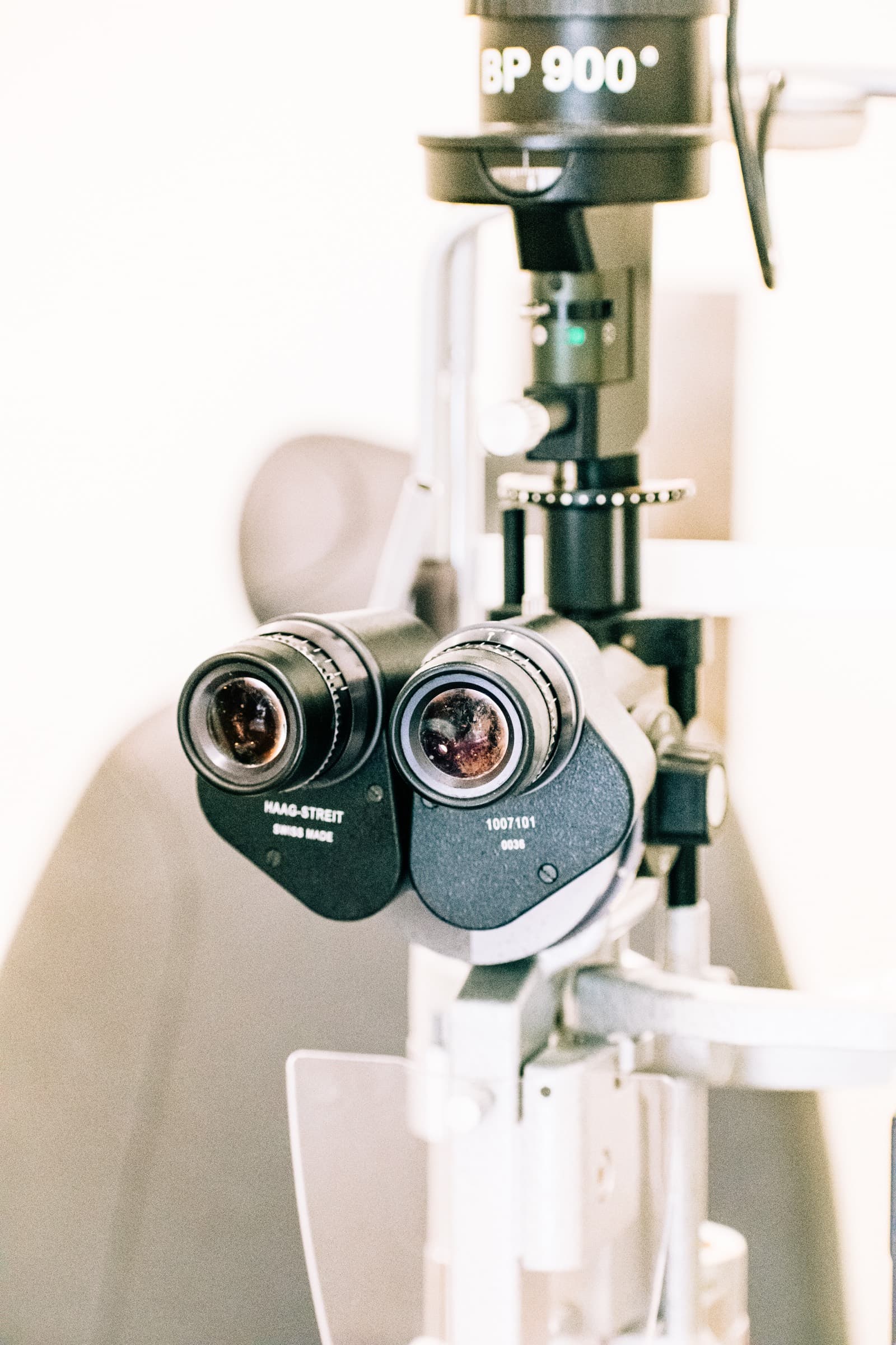 A slit-lamp microscope at Texas Vision, the instrument used to examine the ocular surface and diagnose dry eye